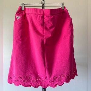 Quacker Factory DreamJeannes Scalloped Hem Skort with Eyelet Raspberry